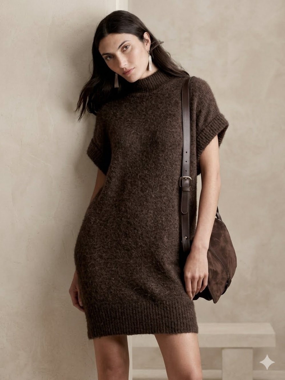Banana Republic Adi Alpaca-Blend Sweater Dress Size S Sequoia Brown